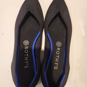 Rothy's Black and Blue Flats with Minimalist Design